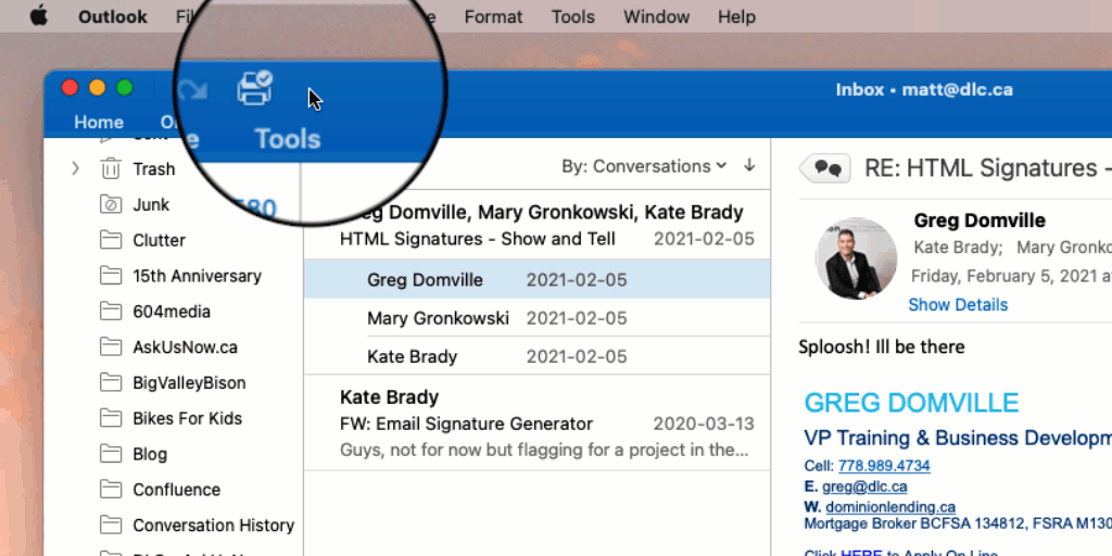 signature on outlook for mac 2016